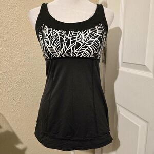 Lululemon Black‎ White Cinch Waist Athletic Tank Top Size 4 Running Yoga